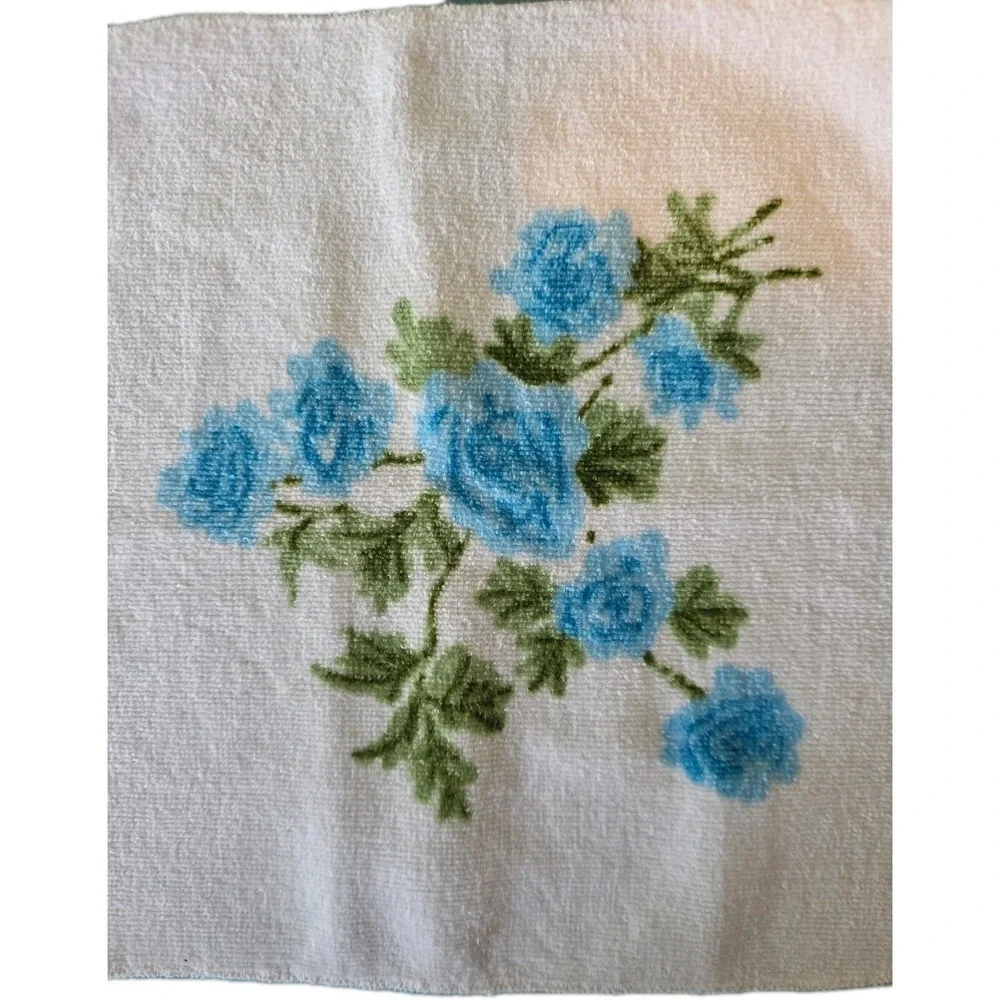 4 Pcs MARTEX Terri-Down Towels Blue White Floral 2 BathTowel 2 Wash Cloth Cotton